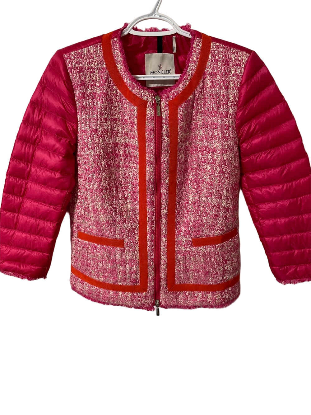 Authentic Moncler Prune Giubbotto Prune Jacket With Pink Tweed Size 3/Large
